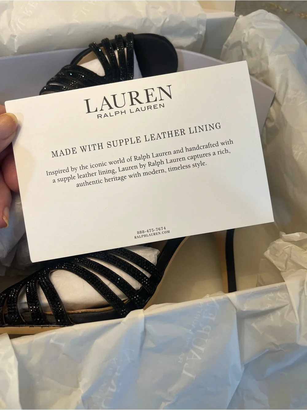 NWB Lauren Ralph Lauren women’s Allie embellished multistrap sandals black 8.5